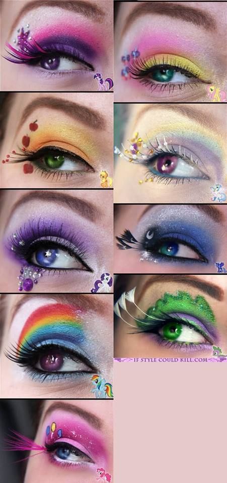 My Little Pony Halloween Eyeliner My Little Pony Makeup, Disney Eye Makeup, Disney Eyes, Fantasy Make-up, Pony Makeup, Halloweenský Makeup, Pony Birthday Party, My Little Pony Costume, My Little Pony Party