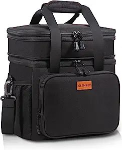 GLENKEY Expandable Large Insulated Lunch Box, Heavy Duty Lunch Cooler Bag Durable Leakproof Lunch Pail for Men Women Adults Work Shift Outdoor Picnic Camping Road Trip, 20 Can, Black Large Lunch Bag, Lunch Pail, Cooler Bags, Shift Work, Best Lunch Bags, Lunch Cooler, Lunch Containers, Insulated Lunch Box, Double Deck