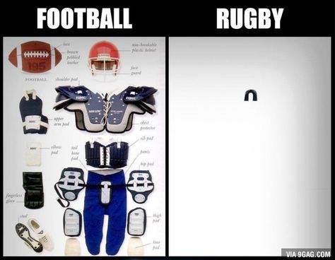 American Football VS Rugby. Do not laugh. This is true. Really it is. - 9GAG Rugby Vs Football, Rugby Jokes, Rugby Memes, Rugby Rules, Rugby Wallpaper, Rugby Funny, Rugby Quotes, Rugby Pictures, Rugby Mom