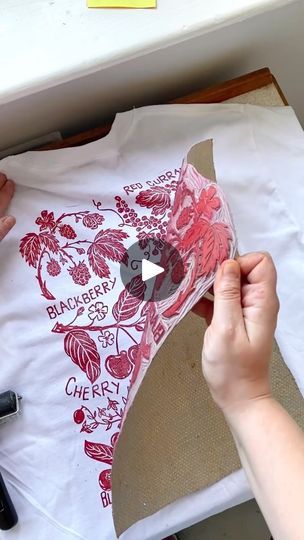 1.4K views · 1.3K reactions | Printing t-shirts using lino with @juliatriayillustrations 

Some of you have been asking some questions on how I print my tees and if they can be washed so I thought I would show you a step by step guide of my process to making these tees ✨🍒

#illustration #lino #berries #girlie #linocut #method #process #howto #linocut #smallbusiness | Currant App | currant.life · Original audio Linocut Printing, Hobby Farming, Gelli Printing, Sketch Ideas, Some Questions, Tshirt Art, Birthday Wishlist, Making Shirts, 1k Views