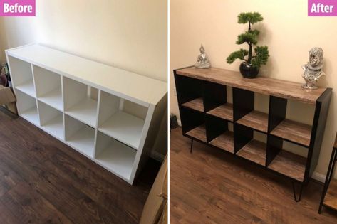 Ikea Cube Shelves, Ikea Cubes, Shelf Makeover, Ikea Units, Ikea Shelves, Ikea Kallax, Ikea Furniture Hacks, Cube Shelves, Kallax Ikea