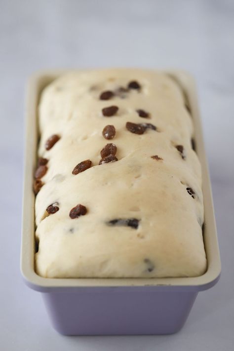 This easy homemade Cinnamon Raisin Bread recipe makes the most soft and fluffy loaves. They’re packed with raisins, rolled up with cinnamon sugar, and topped with melted butter. #thecarefreekitchen #bread #cinnamon #cinnamonraisin #breakfast #brunch #toast #homemadebread #yeast Amish Raisin Bread, Raisin Biscuits Recipe, Homemade Cinnamon Raisin Bread, Brunch Toast, Raisin Bread Recipe, Cinnamon Raisin Bread Recipe, Cinnamon Bread Easy, Roti Bread, Bread Cinnamon