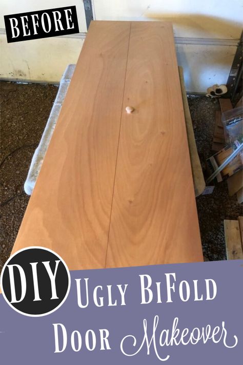 Do you ever look at your bifold doors and wish they looked nicer?  Now you can EASILY give them a complete makeover!  #diy #diys #craft #crafts #crafting #howto #handmade #homedecor #decor #makeover #makeovers #redo #repurpose #reuse #recycle #recycling #upcycle #upcycling  #unique | sponsored Hollow Core Bifold Door Makeover, Flat Bifold Door Makeover, Covering Bifold Doors, Barn Door Bifold Closet Doors, Paint Bifold Closet Doors, Upcycle Bifold Closet Doors, Diy Bi Fold Closet Door Makeover, Accordion Closet Doors Makeover, Update Bifold Doors