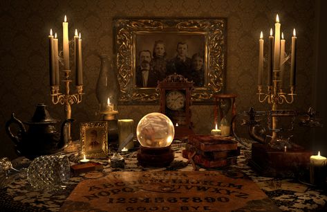 ArtStation - The Seance Table, Justin McCollum Seance Aesthetic, Seance Table, Seance Room, Deodorant Powder, Blithe Spirit, Scene Aesthetic, Perfume Mist, Paranormal Investigation, Ghost Tour