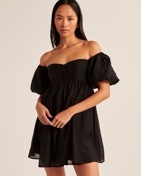 Women's Off-The-Shoulder Button-Through Mini Dress | Women's Dresses & Jumpsuits | Abercrombie.com Winter Formal Dresses, Neutral Wedding, Winter Formal, American Clothing, Formal Dress, American Apparel, Women's Dresses, Abercrombie Fitch, Jumpsuit Dress