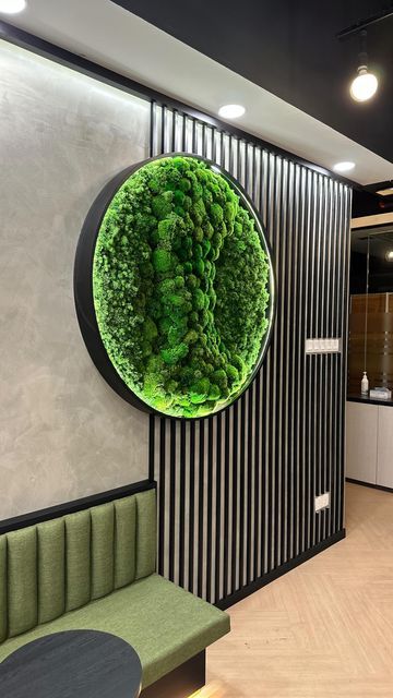 Mossarium Terrarium Malaysia on Instagram: "The preserved moss wall installation at Gamuda Office. . . . . . #moss #interior #wall #design #interiordesign #decor #office #plant #green" Moss Wall Indoor, Office Entrance Design, Moss Interior, Commercial Reception, Waiting Area Design, Preserved Moss Wall, Vertikal Garden, Green Lounge, Cat Hotel