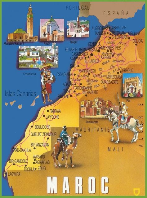 Morocco tourist map Tanger Morocco, Morocco Map, Moroccan Inspiration, Morocco Tours, Desert Tour, Visit Morocco, Tourist Map, Morocco Travel, Vintage Travel Posters