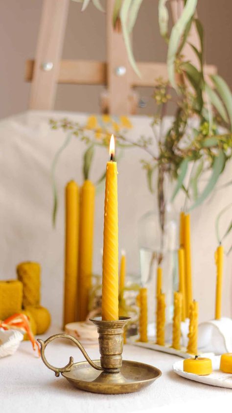 Candle Color Meanings For Candle Magic - The Daily Dish Candle Color Meanings, Candle Meaning, Candle Images, Purple Candles, Yellow Candles, Candle Magick, Candle Aesthetic, Vintage Candlesticks, Color Meanings