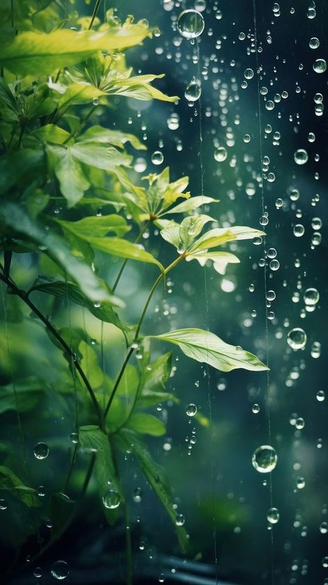 A rain scene with plant outdoors nature green. | premium image by rawpixel.com Rainwater Wallpaper, Cool Green Wallpaper, Rain Phone Wallpaper, Green Background Wallpapers, Botanic Photography, Green Tree Wallpaper, Tree In Water, Rain Images, Trees Background