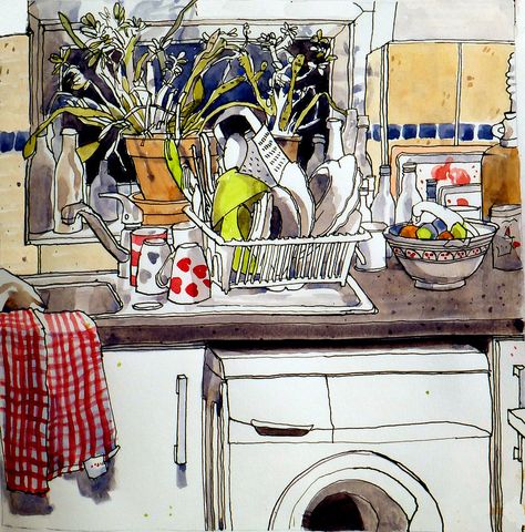 Croquis, Dishes Drawing, Caroline Johnson, Summer Sketchbook, Observational Drawing, Urban Sketch, Watercolor Journal, Sketchbook Art Journal, Sketch Inspiration