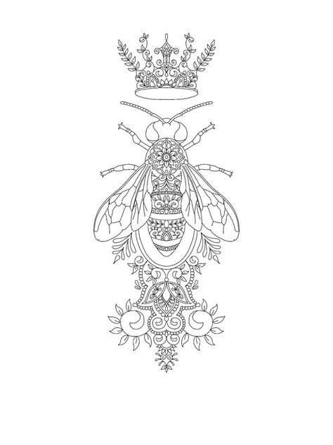 Bee Tattoo Design, Queen Bee Tattoo, Henne Tattoo, Bee Tattoo, Desenho Tattoo, Bee Art, Bees Knees, Skin Art, Queen Bee