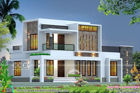 Morden House Designs 3 Bedroom, House Plans 2200 Sq Ft, 2200 Sq Ft House Plans, Box House Design, Morden House, Modern Contemporary House Plans, 3d Elevation, Flat Roof House, Modern House Floor Plans