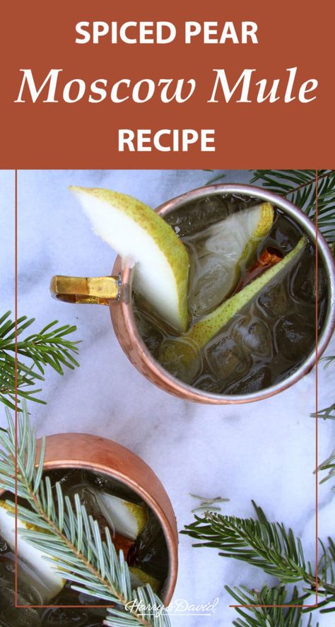 Pear Moscow Mule Recipe, Pear Mule Recipe, Pear Moscow Mule, Pear Simple Syrup, Homemade Simple Syrup, Pear Syrup, Tropical Drink Recipes, Pear Dessert, Moscow Mule Recipe