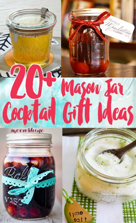 20 DIY Cocktail Mason Jar Gift Ideas http://frugalbeautiful.com/blog/20-diy-cocktail-mason-jar-gift-ideas/ Individual Alcohol Gifts, Homemade Booze Gifts, Beverage Gift Ideas, Drink Gifts Ideas, Hot Toddy Gift Basket Ideas, Drink Gifts In A Jar, Drink In A Jar Gift, Boozy Gifts, Homemade Christmas Cocktail Gifts