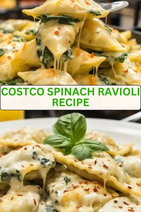 Spinach Mozzarella Ravioli Costco, Costco Ravioli Recipe, Costco Spinach Ravioli Recipes, Costco Ravioli, Spinach Ravioli Recipe, Spinach And Cheese Ravioli, Spinach Ravioli, Ravioli Pasta, Vegan Ricotta