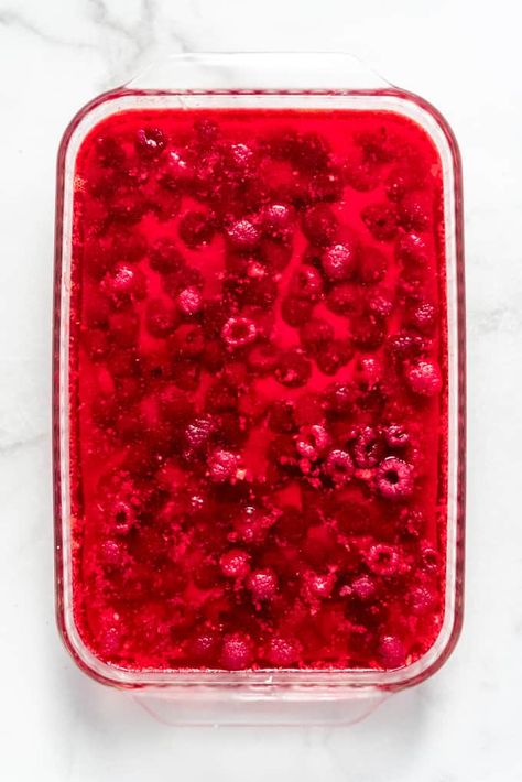 Raspberry Jello Dessert, Raspberry Jello Recipes, Raspberry Pretzel Salad, Raspberry Jello Salad, Raspberry Recipes Dessert, Raspberry Jello, Lemon Cake Mix Recipe, Jello Mold Recipes, Jello Dessert