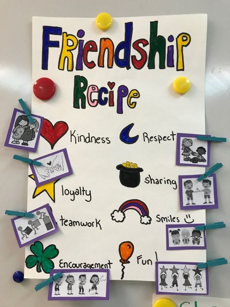 Friendship Teaching Ideas, Lucky Charms Friendship Recipe, Friendship Recipe For Kids, Friendship Day Activity For Kindergarten, Prek Friendship Crafts, Preschool Friendship Art, Friendship Classroom Activities, Friendship Theme Preschool Activities, Friendship Kindergarten