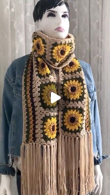 Sebnem Graham on Instagram: "Sunflower Granny Square Scarf 
Handmade by GrahamsBazaar 
.
https://grahamsbazaar.etsy.com/listing/1568776479
.
Sipariş için DM lütfen 
.
#crochetshawl #crochet #crochetersofinstagram #crochetaddict #shawl #crochetlove #handmade #h #crocheting #crochetscarf #instacrochet #yarnaddict #yarn #crochetpattern #crochetlover #yarnlove #crocheteveryday #crochetinspiration #crocheter #crocheted #crochetfashion #handmadewithlove #etsy #etsyshop #bestseller #stylish #fashion #crochetlife #instafashion #fyp" Sunflower Granny Square, Granny Square Scarf, Scarf Handmade, Crochet Lovers, Crochet Shawl, Stylish Fashion, Crochet Fashion, Handmade Clothes, Square Scarf