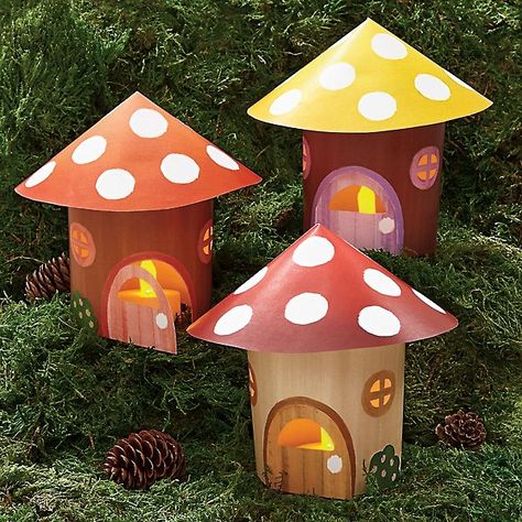 Mushroom Fairy House, Fairy House Kit, Mushroom Houses, Fairy House Crafts, Spring Camping, Fairy Garden Party, Fairy Garden Designs, Mushroom Fairy, Kids Library