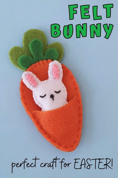 Carrot Easter Craft, Easter Sewing Crafts For Kids, Felt Rabbit Pattern Free, Felt Easter Bunny Template, Easter Felt Crafts Free Pattern, Kids Felt Sewing Projects, Easter Bunny Template Free Pattern, Easter Crafts For Older Kids, Felt Craft Patterns