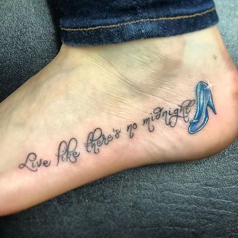 Disney Foot Tattoo, Cinderella Tattoos, Cinderella Tattoo, Cute Disney Tattoos, Disney Tattoos Quotes, Disney Inspired Tattoos, Disney Tattoos Small, Disney Sleeve Tattoos, Disney Princess Tattoo