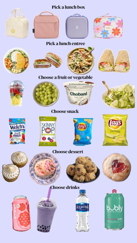 Lunch Ideas For 7th Grade, Healthy Lunchbox Ideas For Teens, Cute Lunch Boxes For Teens, Healthy School Lunch Ideas For Teens, Good Snacks To Buy, Preppy Snacks, Period Snacks, School Lunch Ideas For Teens, Quick School Lunches