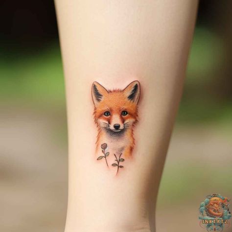 Unleashing the Spirit of the Fox: The Symbolism and Beauty of Fox Tattoos: 74 Designs - inktat2.com Tattoo Fox Design, Fox Back Tattoo, Fox And Elephant Tattoo, Pretty Fox Tattoo, Fox Tatoos Design, Cute Fox Tattoo, Baby Fox Tattoo, Fox Tattoos For Women, Fox Tattoo Color