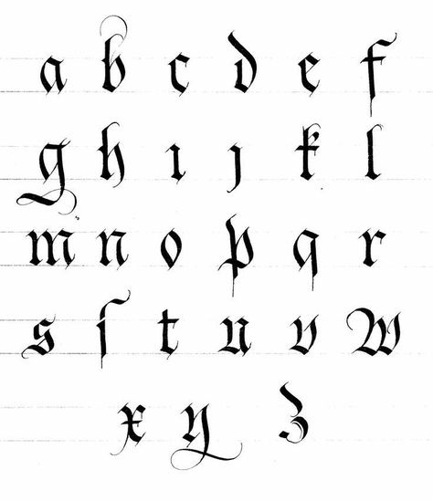 Old English Alphabet, Gothic Calligraphy, Gothic Alphabet, Gothic Script, Tattoo Fonts Alphabet, Calligraphy Fonts Alphabet, Gothic Lettering, Tattoo Lettering Styles, Graffiti Lettering Fonts