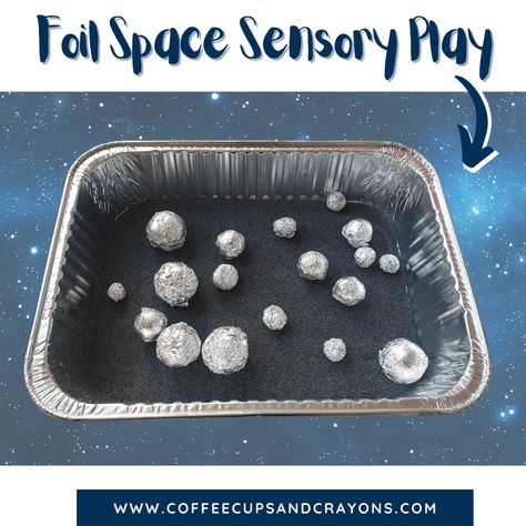 Space Sensory Bin Preschool, Moon Sensory Bin, Space Activities For Toddlers, Sensory Bin Diy, Space Sensory Bin, Themed Sensory Bins, Space Activities Preschool, Space Sensory, Space Lesson Plans