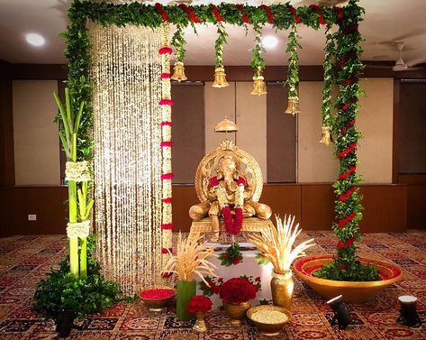 2,828 Followers, 1 Following, 290 Posts - See Instagram photos and videos from @weddingdecorindia Flower Decoration For Ganpati, Ganpati Decoration Theme, Indian Wedding Stage, Mandir Decoration, Ganesh Chaturthi Decoration, Ganpati Decoration At Home, Janmashtami Decoration, Ganapati Decoration, Decoration For Ganpati