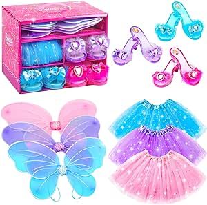 Princess Dresses For Girls, Fairy Wings Costume, Dress Up Clothes, Pretend Play Costumes, Online Birthday Gifts, Frozen Toys, Princess Wands, Dress Up Shoes, Wings Dress