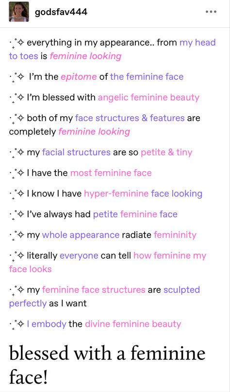 Feminine Beauty Affirmations, Charisma Affirmation, Angelic Beauty Affirmations, Desired Appearance Affirmations, Manifesting Appearance, Face Affirmations, Princess Affirmations, Feminine Poetry, Divine Feminine Affirmations