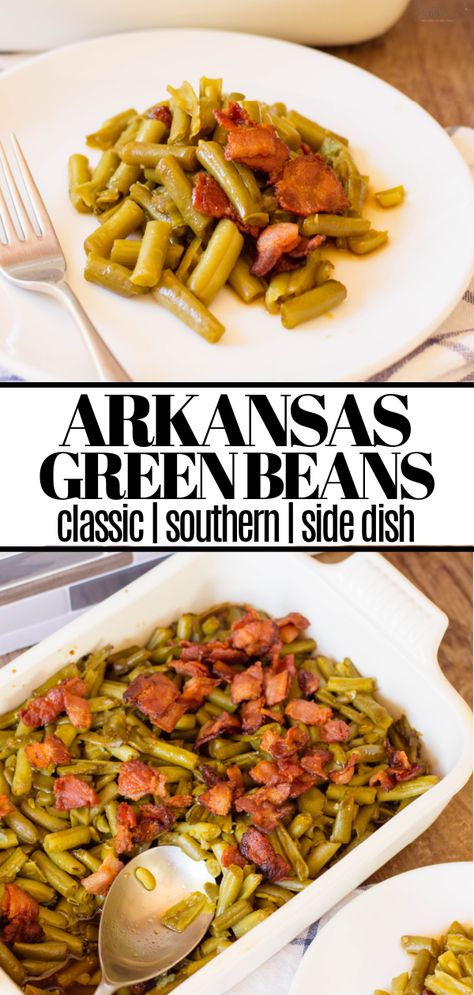 Southern Green Bean Recipes, Southern Green Beans, Green Beans Side, Appetizers Thanksgiving, Side Dishes For Salmon, Baked Green Beans, Beans With Bacon, Green Beans Side Dish, Southern Greens