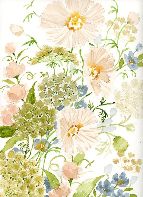 Kunst Inspiration, Flowers Watercolor, Botanical Watercolor, Whimsical Garden, Floral Artwork, Watercolor Art Prints, Garden Flowers, New Wall, Watercolor Print