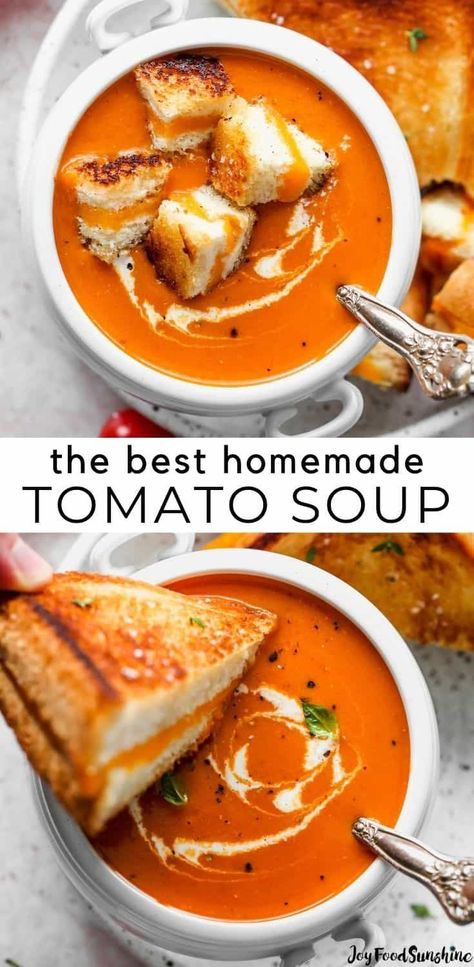 Best Homemade Tomato Soup, Spicy Soups, Tomato Soup From Scratch, Soup Recipes Healthy, Homemade Tomato Soup Recipe, Best Tomato Soup, Homemade Tomato Soup, Roasted Tomato Basil Soup, Homemade Soup Recipe