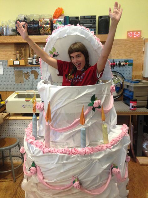 Giant fabric and cardboard cake to jump out of at MAKEnight: CAKEnight 9/24/15 Bachelorette Party Cake Pops, Usa Cake, Sweet Props, Cardboard Cake, Giant Cake, Red Birthday Cakes, Balloons Photography, Box Costumes, Cool Presents