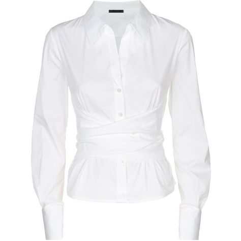 Donna Karan Wrap Front Blouse (£599) ❤ liked on Polyvore featuring tops, blouses, shirts, long sleeve tops, white blouse, white shirt, wrap shirt, wrap front blouse and long sleeve button shirt White Wrap Blouse, White Button Shirt, White Wrap Top, Women Dresses Casual Summer, Coast Dress, Wrap Front Top, Cross Shirts, White Shirt Blouse, White Long Sleeve Blouse