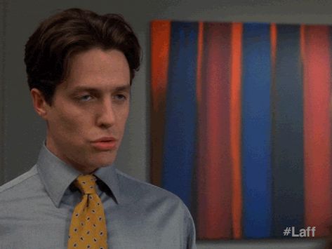 Hugh Grant Gif, Mickey Blue Eyes, Funny Face Gif, Hugh Grant, Big Three, Awesome Art, Funny Faces, Newest Trends, Celebrity Crush