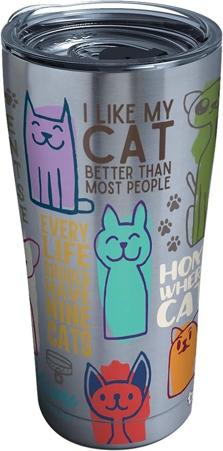 Amazon.com | Tervis Cat Sayings Triple Insulated Insulated Tumbler Travel Cup Keeps Drinks Cold & Hot, 20oz Legacy, Stainless Steel: Tumblers & Water Glasses Cat Sayings, Tervis Tumbler, Cat Quotes, Travel Cup, Insulated Tumbler, Water Glasses, Stainless Steel Tumblers, Tumbler, Drinks