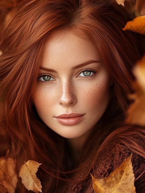 Autumn Red Hair: Embrace the Season with These Rich and Vibrant Shades Redhead Makeup Ideas, Red Hair With Green Eyes, Red Hair Color With Highlights, Autumn Red Hair, Deep Copper Hair Color, Autumn Hair Color Ideas, Golden Red Hair, Blonde Red Hair, Red Copper Hair