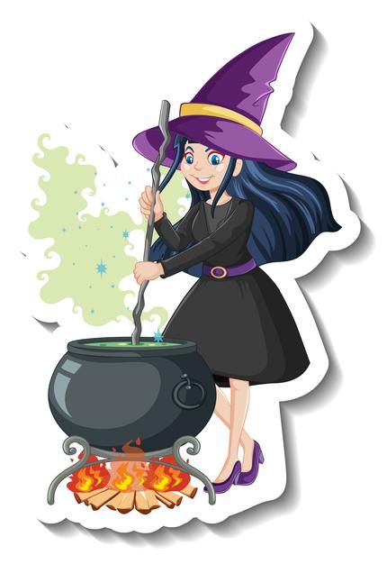 Cartoon Witch, Witch Drawing, Cartoon Paper, Blank Banner, Beautiful Witch, Witch Girl, Bullet Journal Stickers, Clip Studio Paint, Halloween Stickers