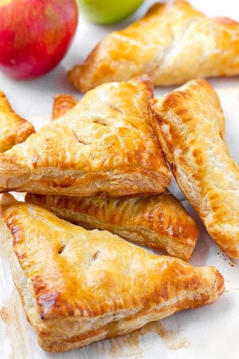 Apple Turnovers with Puff Pastry! These easy apple turnovers recipe is made with flaky puff pastry and filled with a delicious apple filling. Easy, cozy, and perfect for the season! #cookingformysoul Puff Pastry Apple Turnovers, Apple Turnovers With Puff Pastry, Apple Turnover Recipe, Puff Pastry Apple, Apple Turnover, Apple Pastry, Brie Appetizer, Turnover Recipes, Apple Puff Pastry