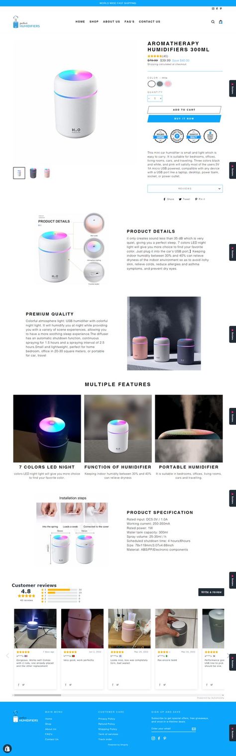 Air Humidifier Product Page Concept designed by xarslan. If you are looking for a professional Shopify dropshipping store designer then you can click below to contact me now. #shopify #dropshipping #shopifydropshipping #shopifyproductpage #shopifywebsitedesign #dropshippingstore #landingpage #ecommerce #shopifytheme #shopifystoredesign #dropshippingwebsite #productlandingpage #shopifyexpert #designshopify #productlandingpage #Productpage #pagefly #productpagedesign #productdesign Landing Page Inspiration, Modern Website Design, Ecommerce Web Design, Shopify Website Design, Dropshipping Store, Freelance Web Developer, Ecommerce Web, Creative Web Design, Shopify Design