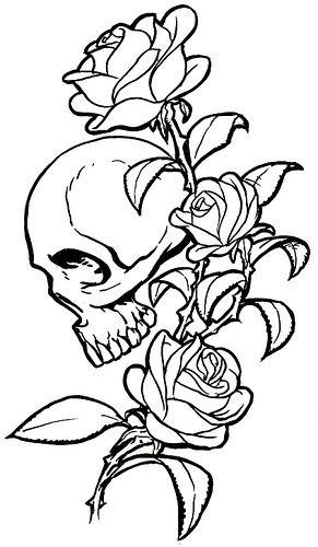 https://flic.kr/p/L4guv | Skulls and Roses | Tattoo inspired drawings with Skulls and Roses as subject.  Contact me to get a print. Thanks. Design Tatuaje, Skull Rose Tattoos, Skull Coloring Pages, Skull And Roses, Black Rose Tattoos, Roses Tattoo, Tattoos Skull, Tattoo Stencil Outline, Rose Tattoo Design