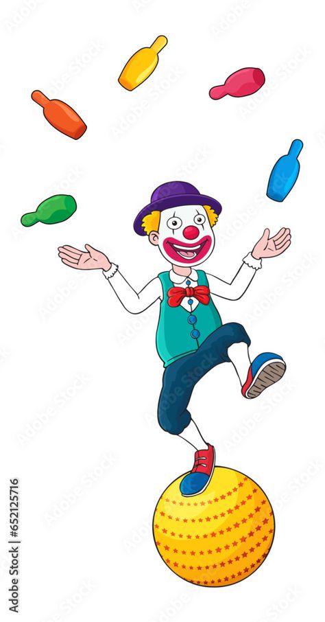 Clown juggling above the ball Stock Vector | Adobe Stock Clown Juggling, Juggling, 3d Objects, Adobe Stock, Stock Vector, Vector Images, Royalty Free Stock Photos, Every Day, Royalty