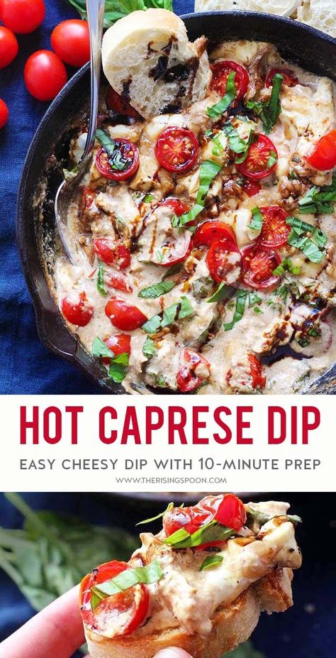 Caprese Dip, Bread Crackers, Appetizers Cheese, Cheese Mozzarella, Easy Dip, Easy Dips, Quick And Easy Appetizers, Dip Recipes Easy, Fresh Summer