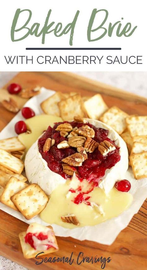 Baked Brie With Cranberry Sauce, Brie With Cranberry Sauce, Baked Brie With Cranberry, Quick Appetizer, Appetizers Christmas, Cheesy Appetizer, Brie Recipes, Fall Appetizers, Quick Appetizers