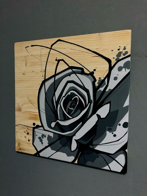 Exhibition Painting Ideas, Graffiti Style Painting, Graffiti Art Ideas, Street Art Drawings, Rose Graffiti, Cool Graffiti Art, Music Exhibition, Graffiti Rose, Street Style Art