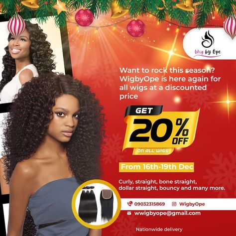 Wig Discount Sale Social Media Post. Sale Flyer, Discount Sale, Media Post, Social Media Post, Wigs, Social Media, Media