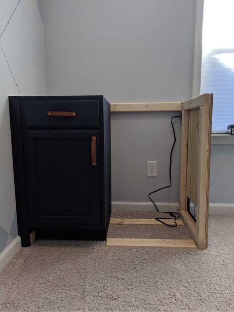 How To Build A Mini Fridge Cabinet, Bar Area With Mini Fridge, Mini Fridge Styling, Diy Built In Beverage Fridge, Diy Coffee Bar Station With Mini Fridge, Basement Built Ins With Mini Fridge, Build A Mini Bar, Coffee Bar Fridge Ideas, Bonus Room Mini Bar